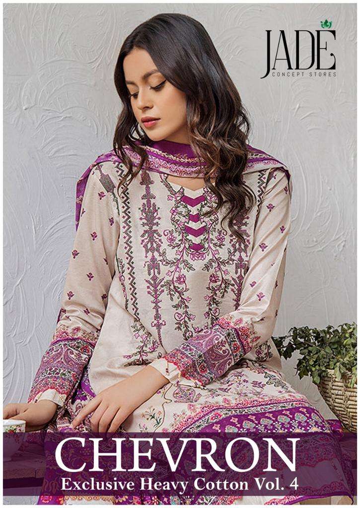 CHEVRON EXCLUSIVE HEAVY COTTON VOL-4 BY JADE 31 TO 36 SERIES PURE COTTON PRINT PAKISTANI DRESSES