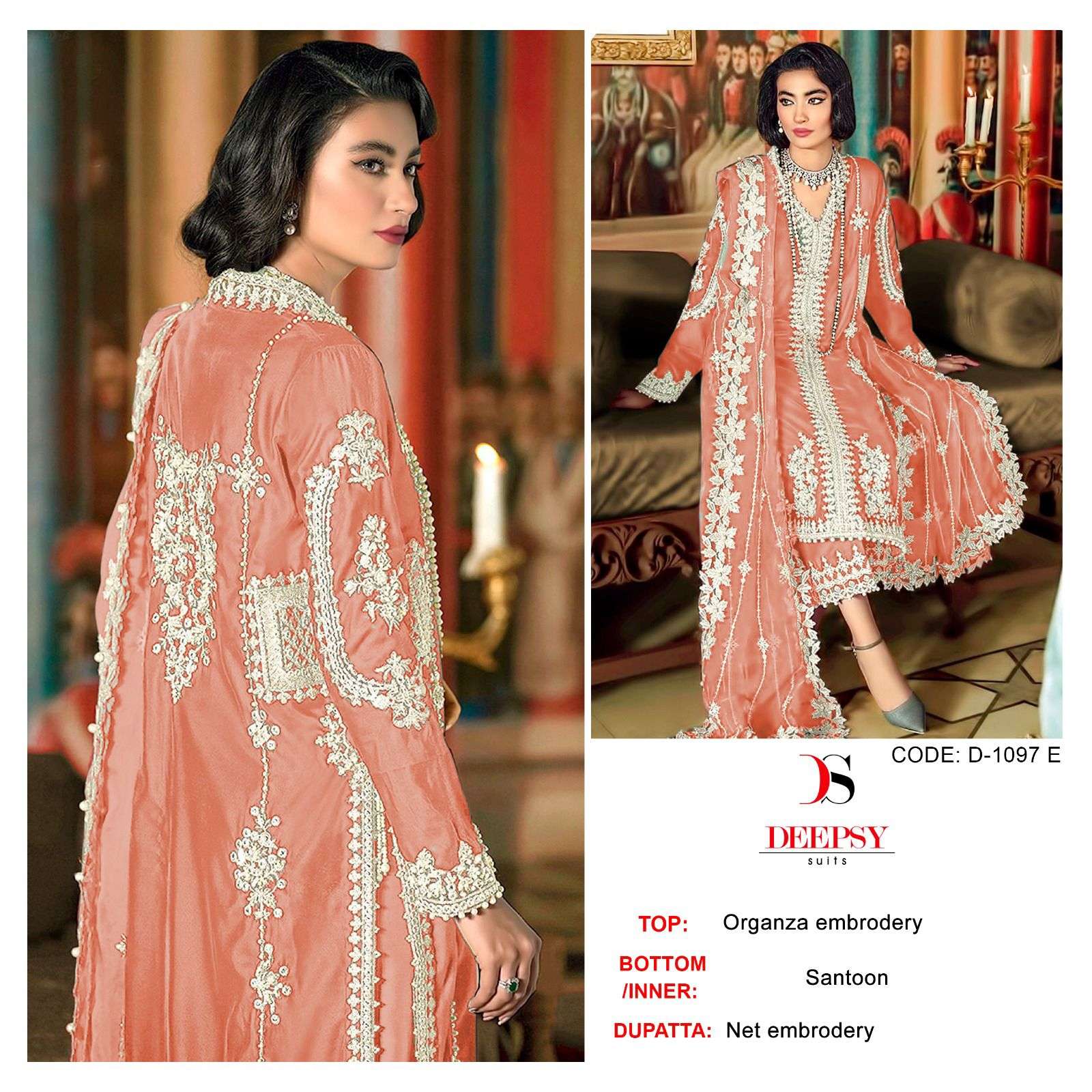 D-1097 COLOURS BY DEEPSY SUITS DESIGNER ORGANZA EMBROIDERY DRESSES