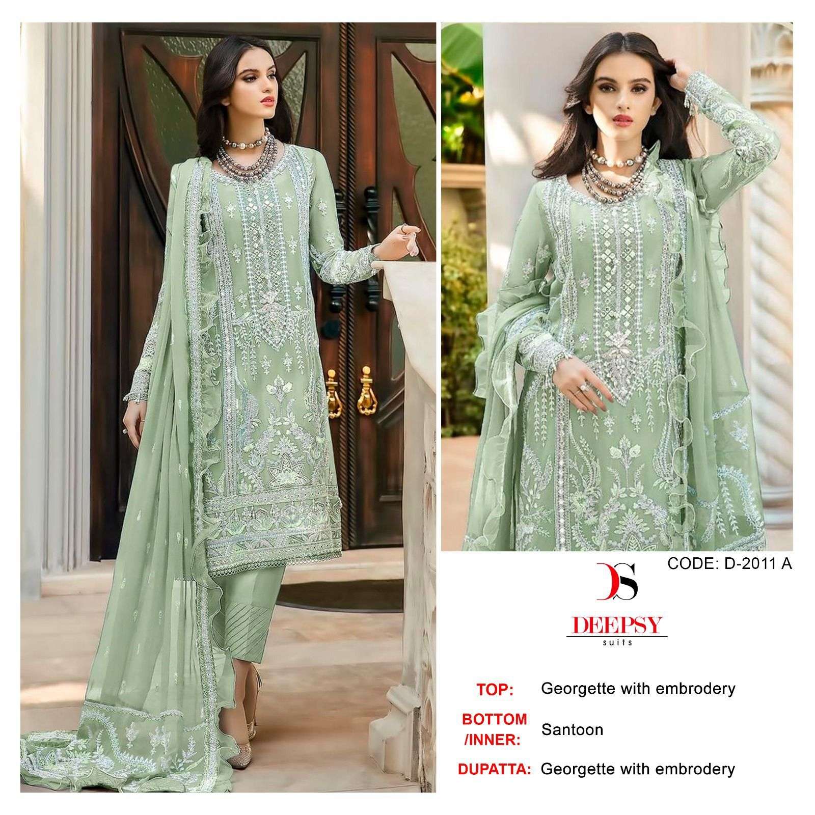 D-2011 COLOURS BY DEEPSY SUITS GEORGETTE EMBROIDERY PAKISTANI DRESS