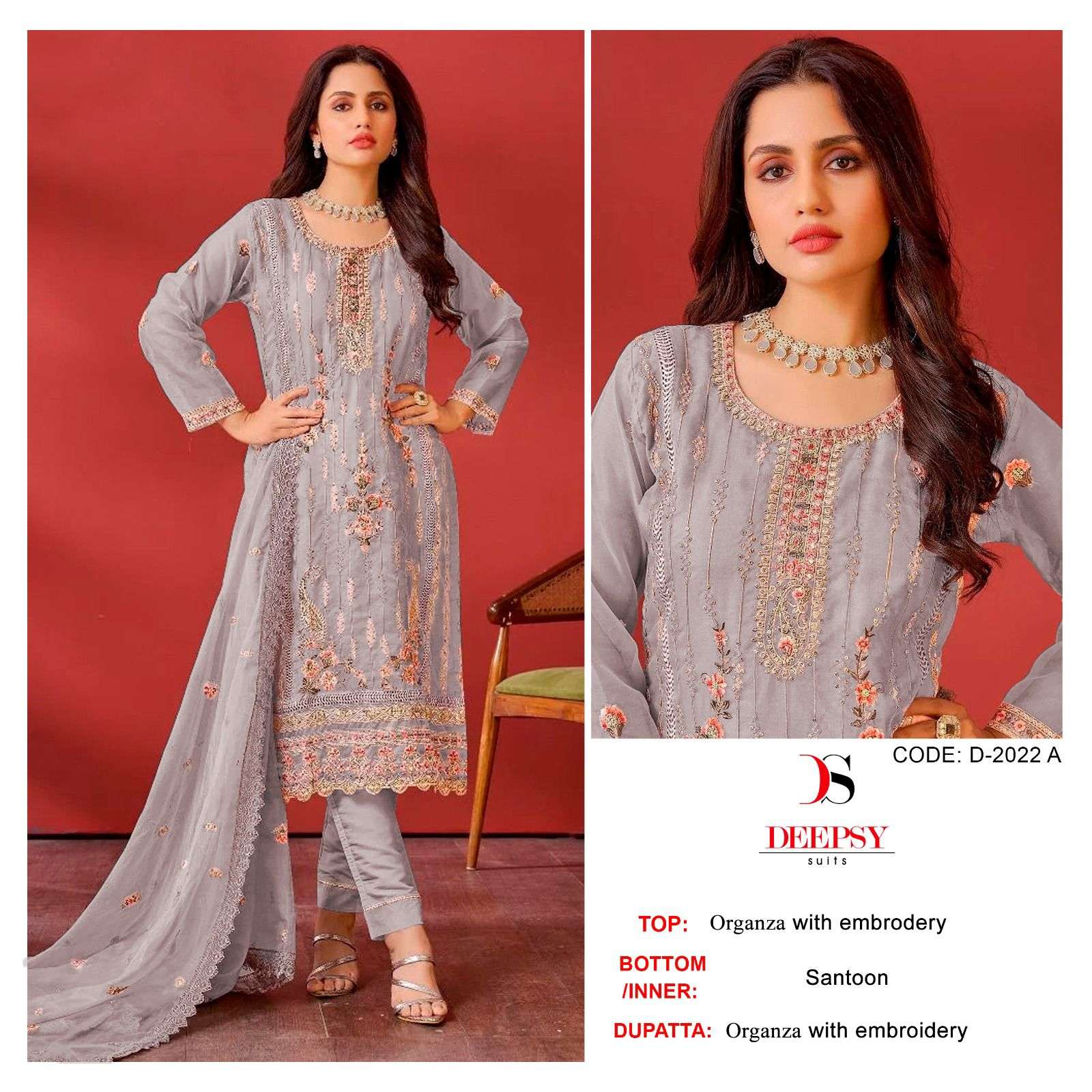 D-2022 COLOURS BY DEEPSY SUITS HEAVY ORGANZA EMBROIDERY PAKISTANI DRESS