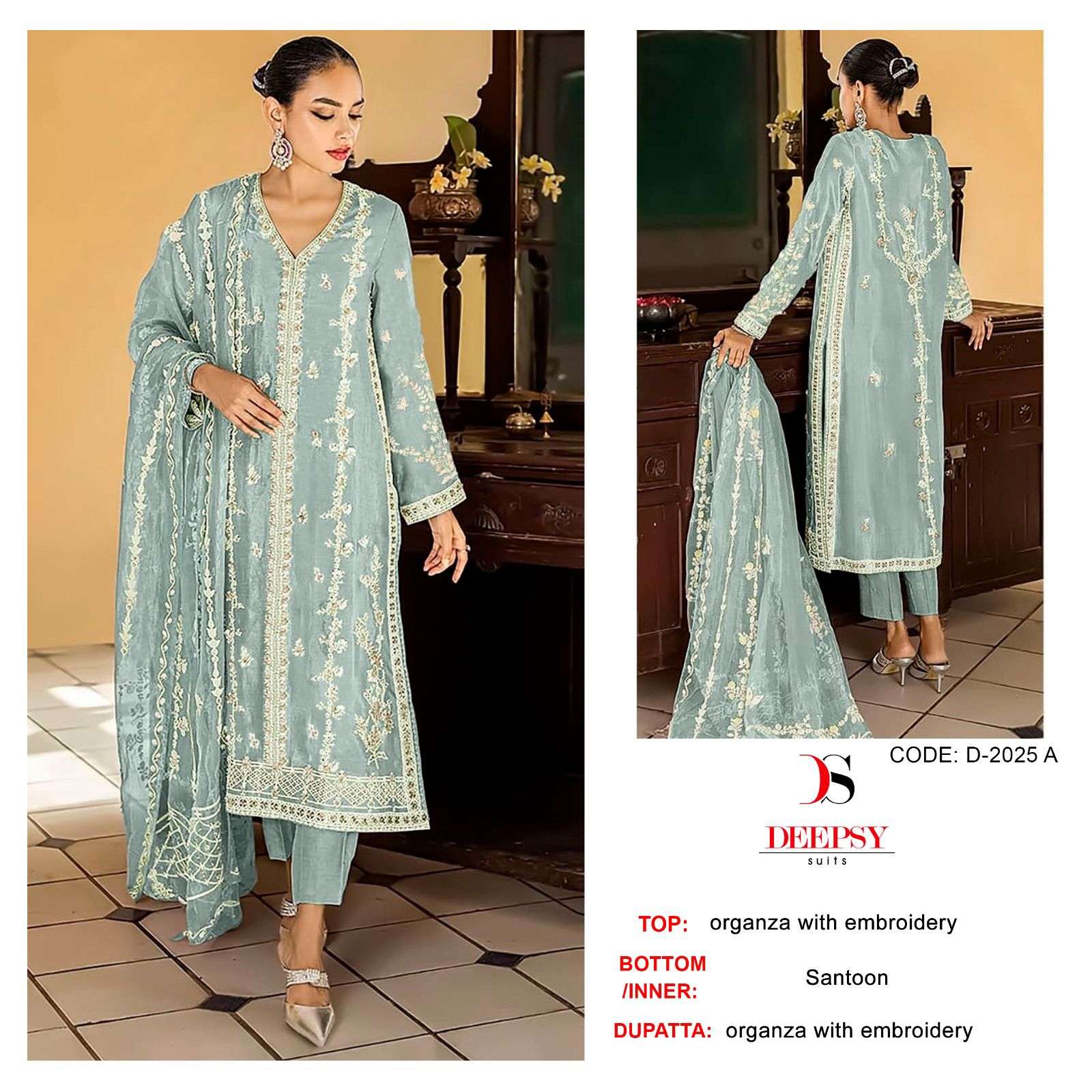 D-2025 COLOUR BY DEEPSY SUITS HEAVY ORGANZA EMBROIDERY PAKISTANI DRESSES