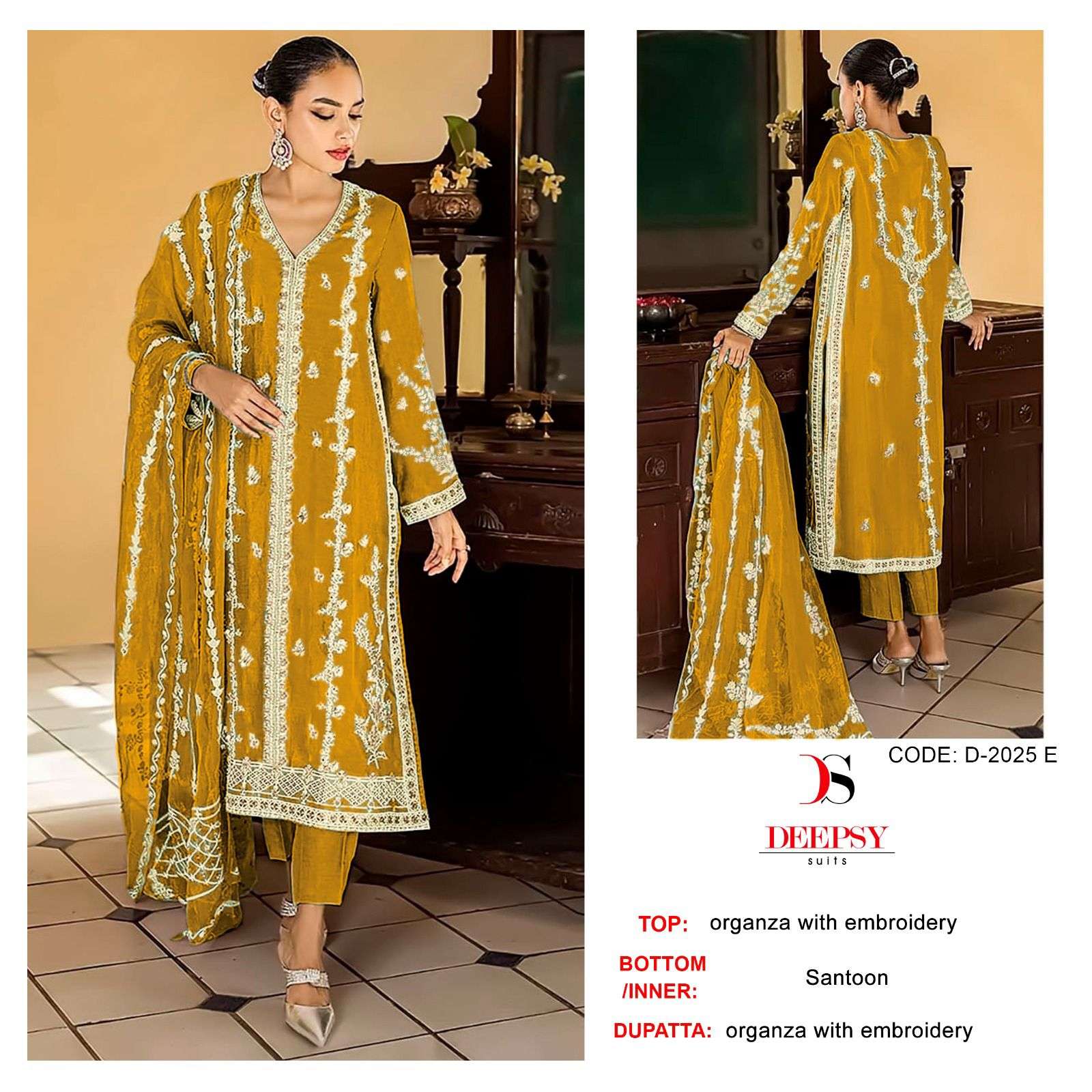 D-2025 COLOURS BY DEEPSY SUITS HEAVY ORGANZA EMBROIDERY PAKISTANI DRESSES