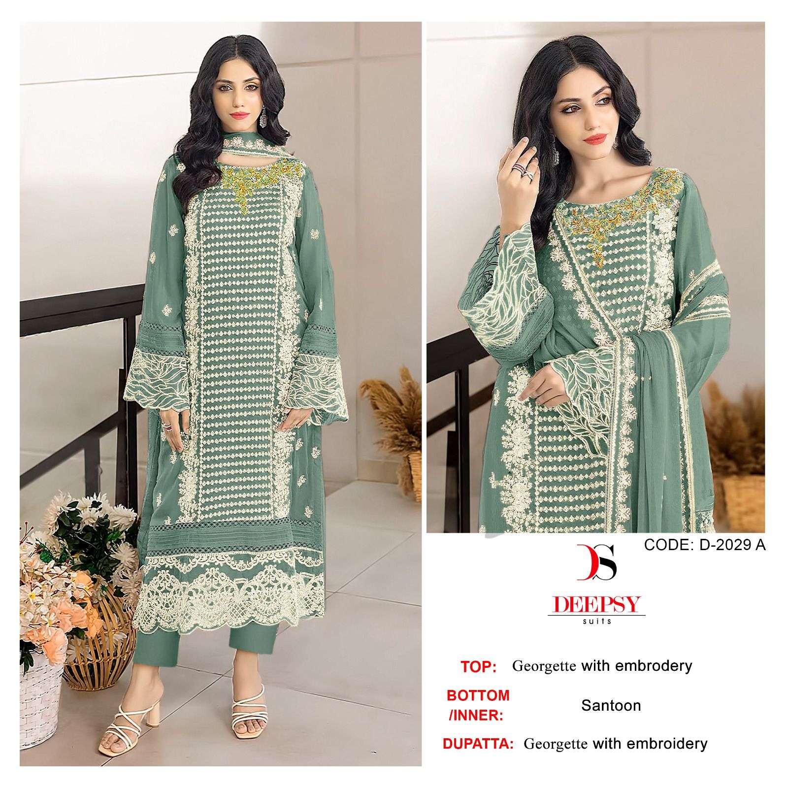 D-2029 COLOURS BY DEEPSY SUITS GEORGETTE EMBROIDERY PAKISTANI DRESSES