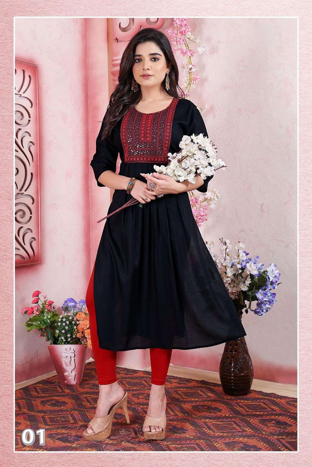 FT CHICAGO BY ASLIWHOLESALE 1001 TO 1006 SERIES FANCY RAYON WORK KURTIS