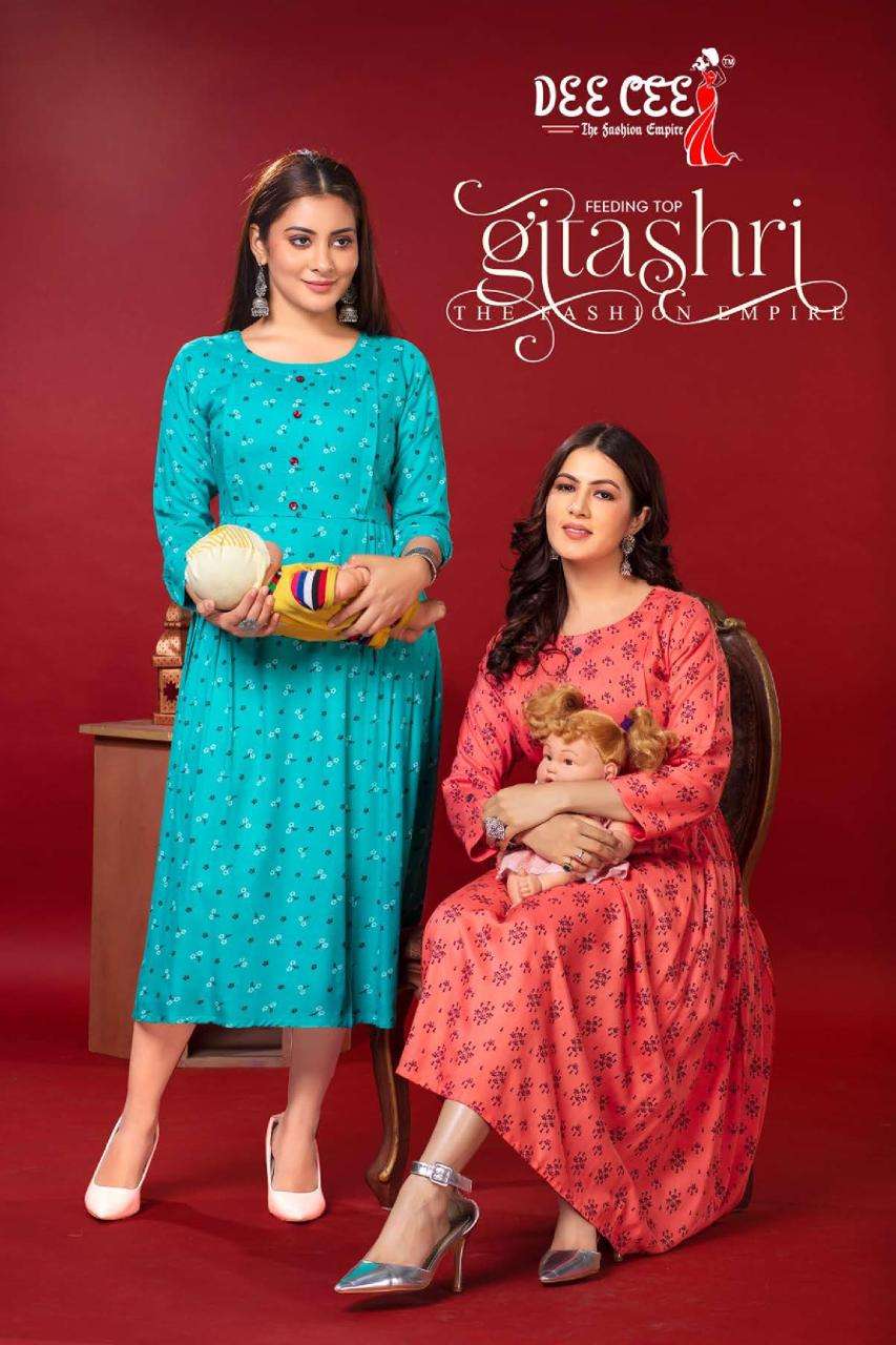 GITASHRI BY DEE CEE 1001 TO 1006 SERIES DESIGNER RAYON PRINT KURTIS