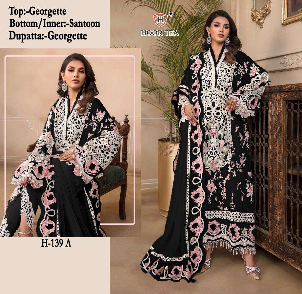 H-139 COLOURS BY HOOR TEX DESIGNER HEAVY FAUX GEORGETTE WORK DRESSES