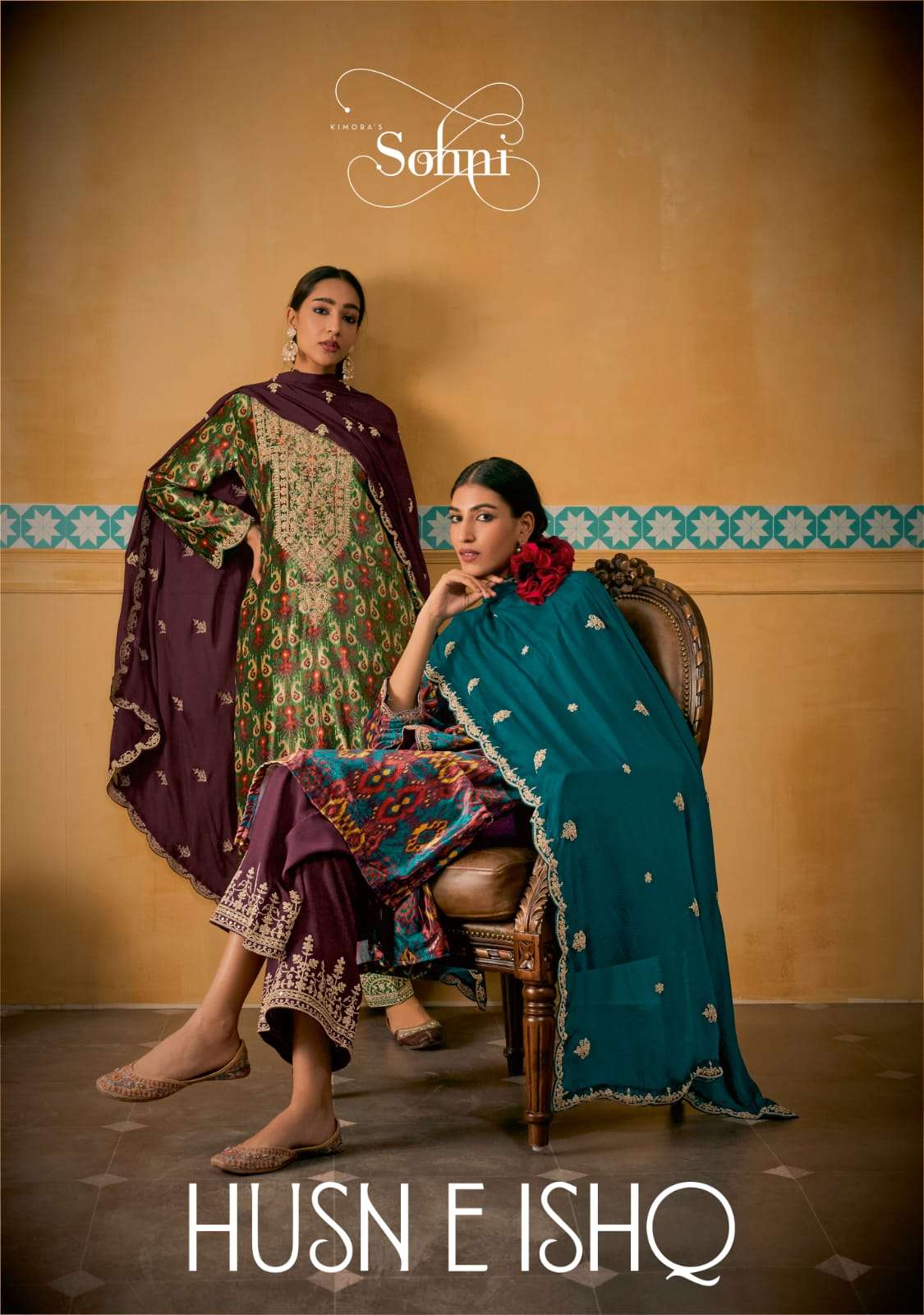 HUSAN E ISHQ BY HEER 0041 TO 0048  SERIES PURE VELVET SILK PRINT DRESSES