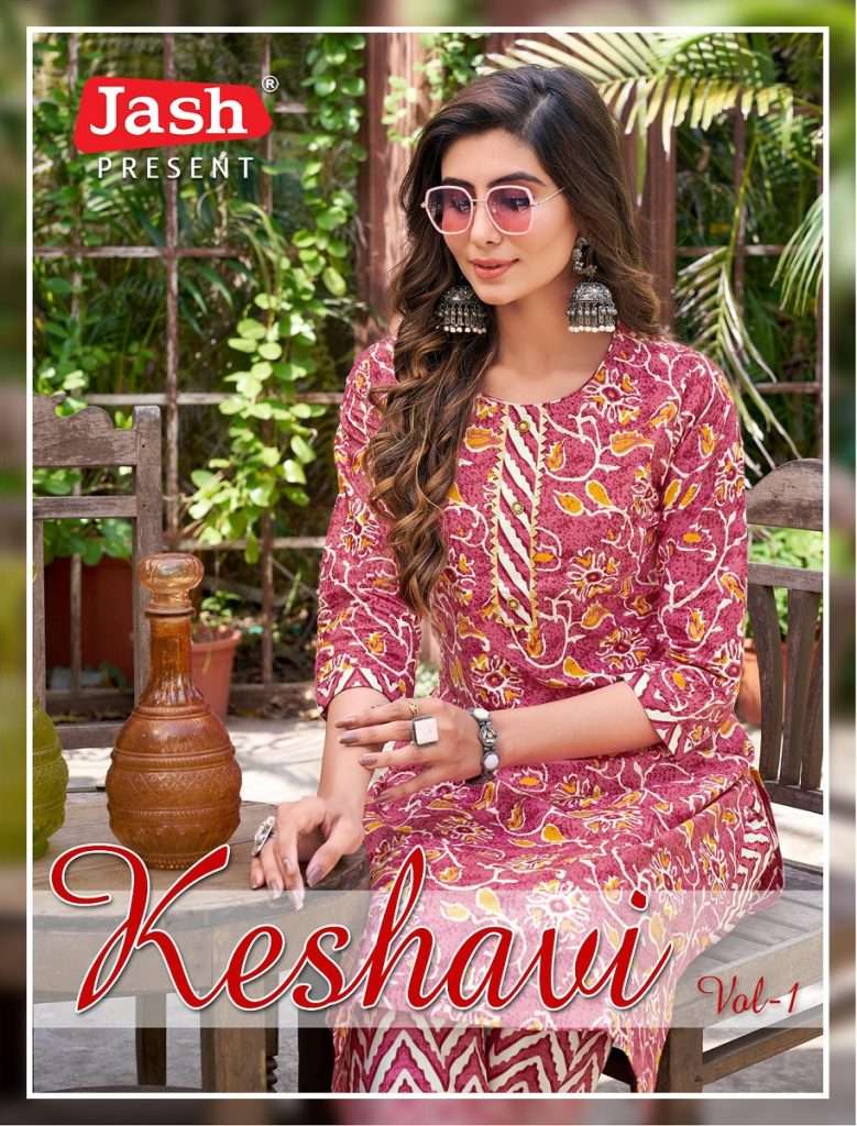 JASH KESHAVI BY ASLIWHOLESALE 1001 TO 1010 SERIES DESIGNER COTTON KURTI AND PANT