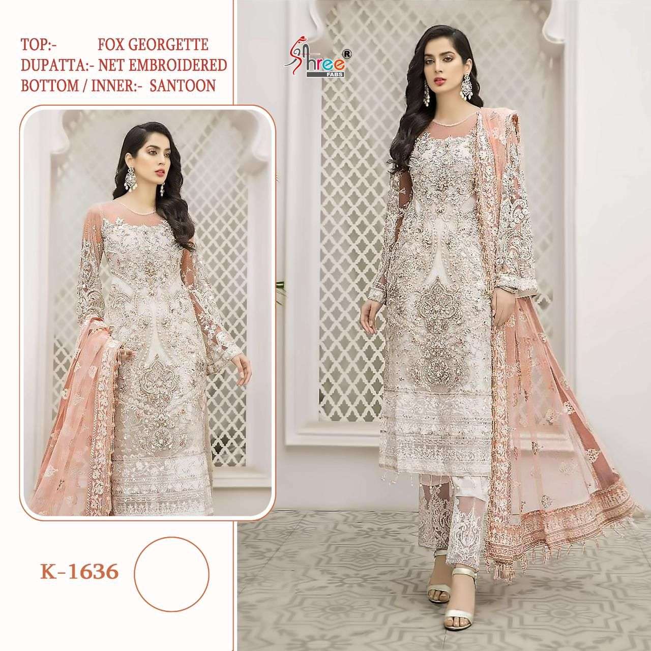 K-1636 COLOURS BY SHREE FABS HEAVY FOX GERGETTE PAKISTANI DRESSES