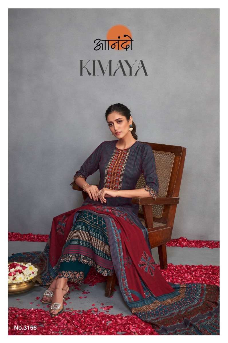 KIMAYA BY JAY VIJAY DESIGNER FANCY PASHMINA SILK WORK PRINT DRESSES