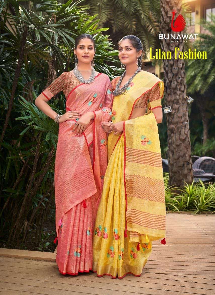 LILAN FASHION BY BUNAWAT 1001 TO 1008 SERIES DESIGNER COTTON WORK SAREES