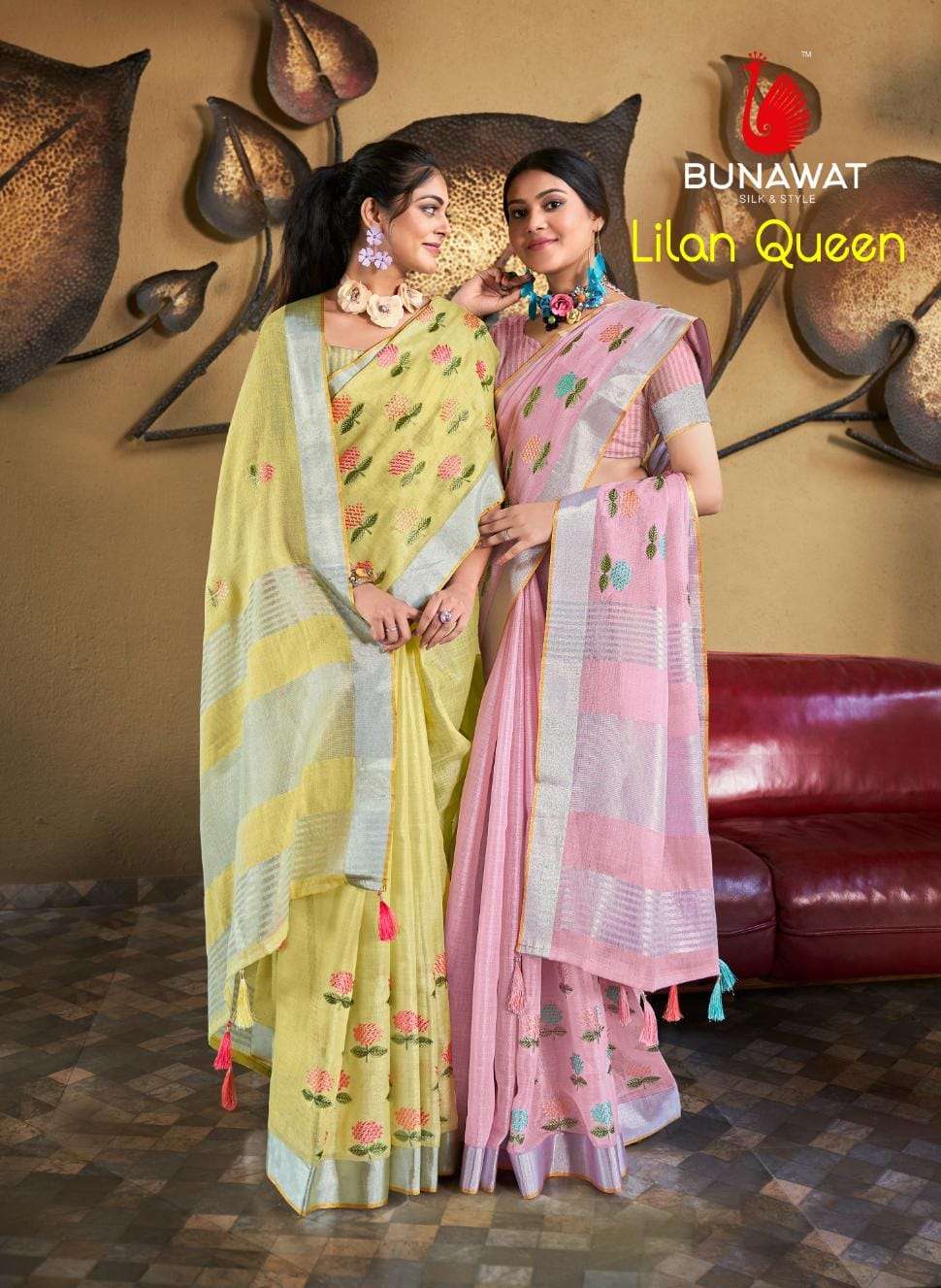 LILAN QUEEN BY BUNAWAT 1001 TO 1008 SERIES DESIGNER COTTON WORK SAREES