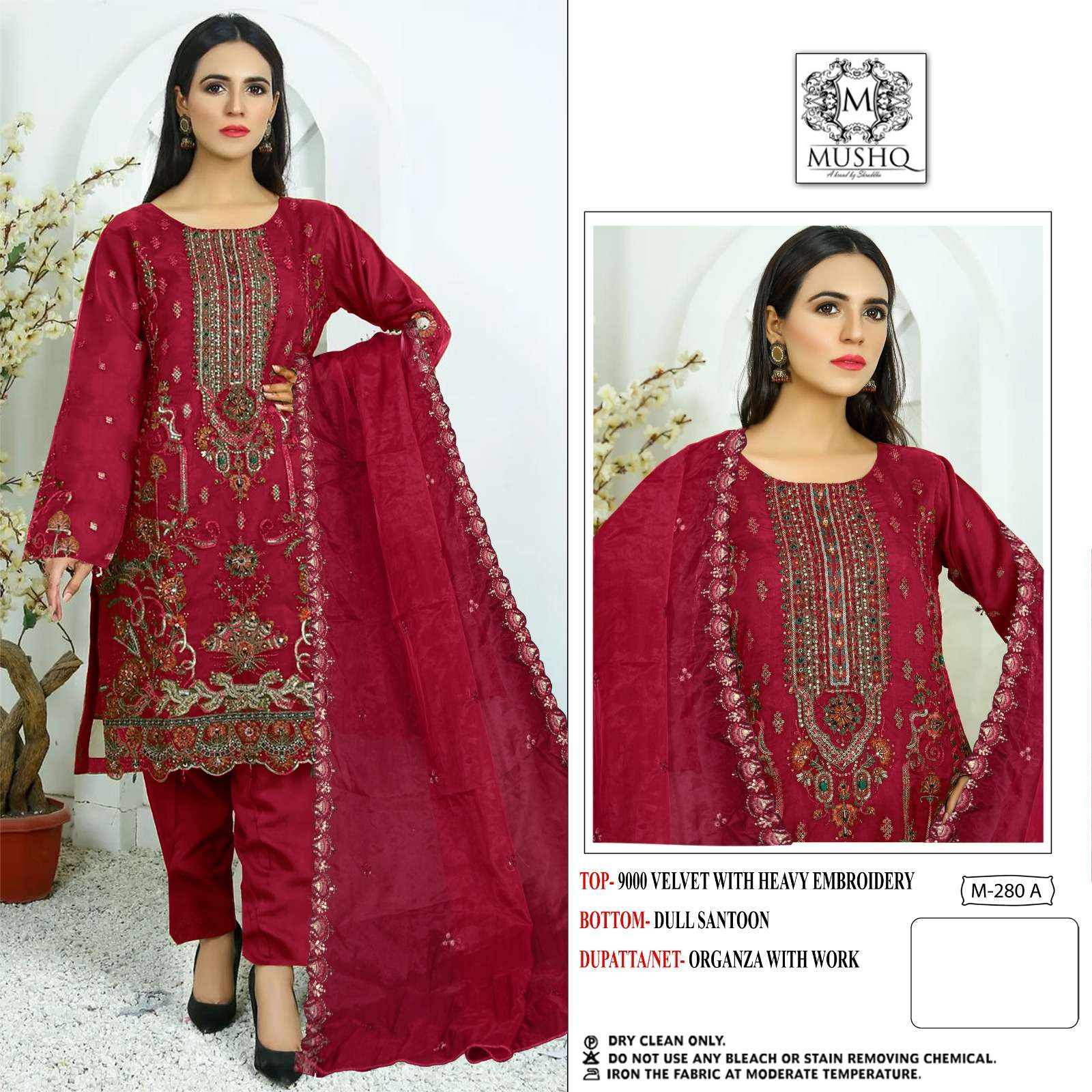 M-280 NX BY MUSHQ HEAVY PURE 9000 VELVET WORK PAKISTANI DRESSES