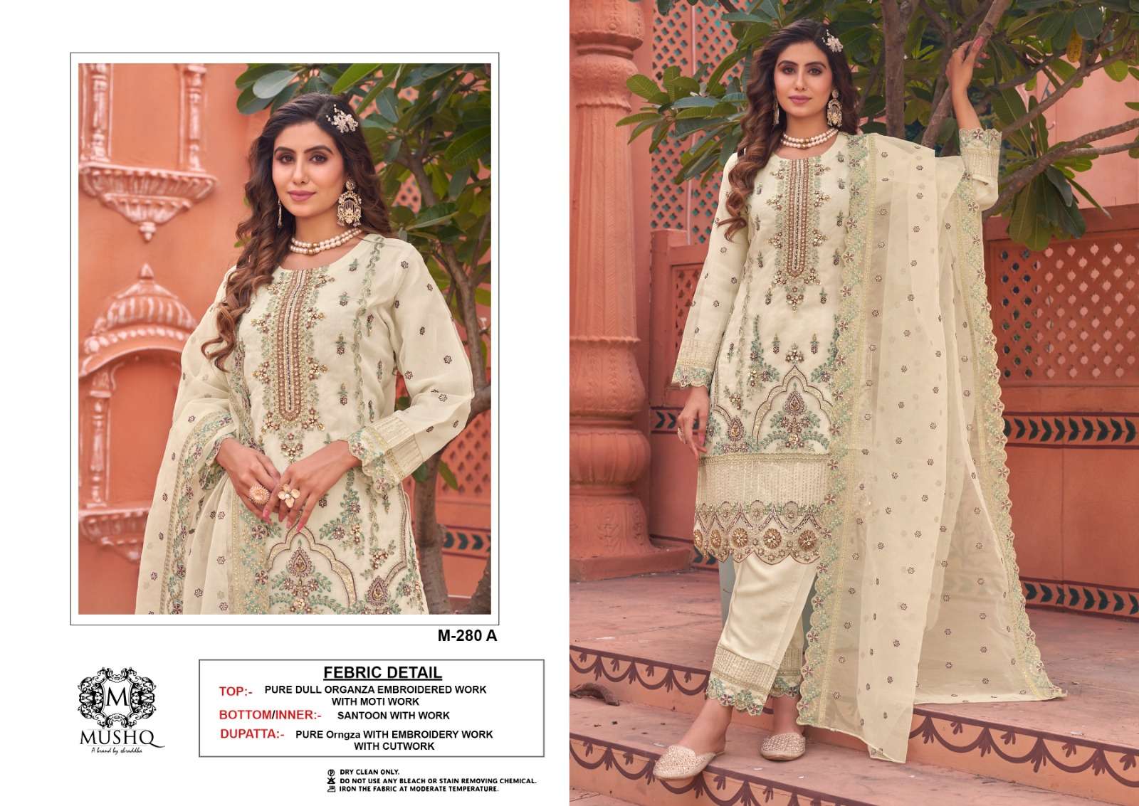 M-280 NX BY MUSHQ PURE HEAVY ORGANZA WORK PAKISTANI DRESSES