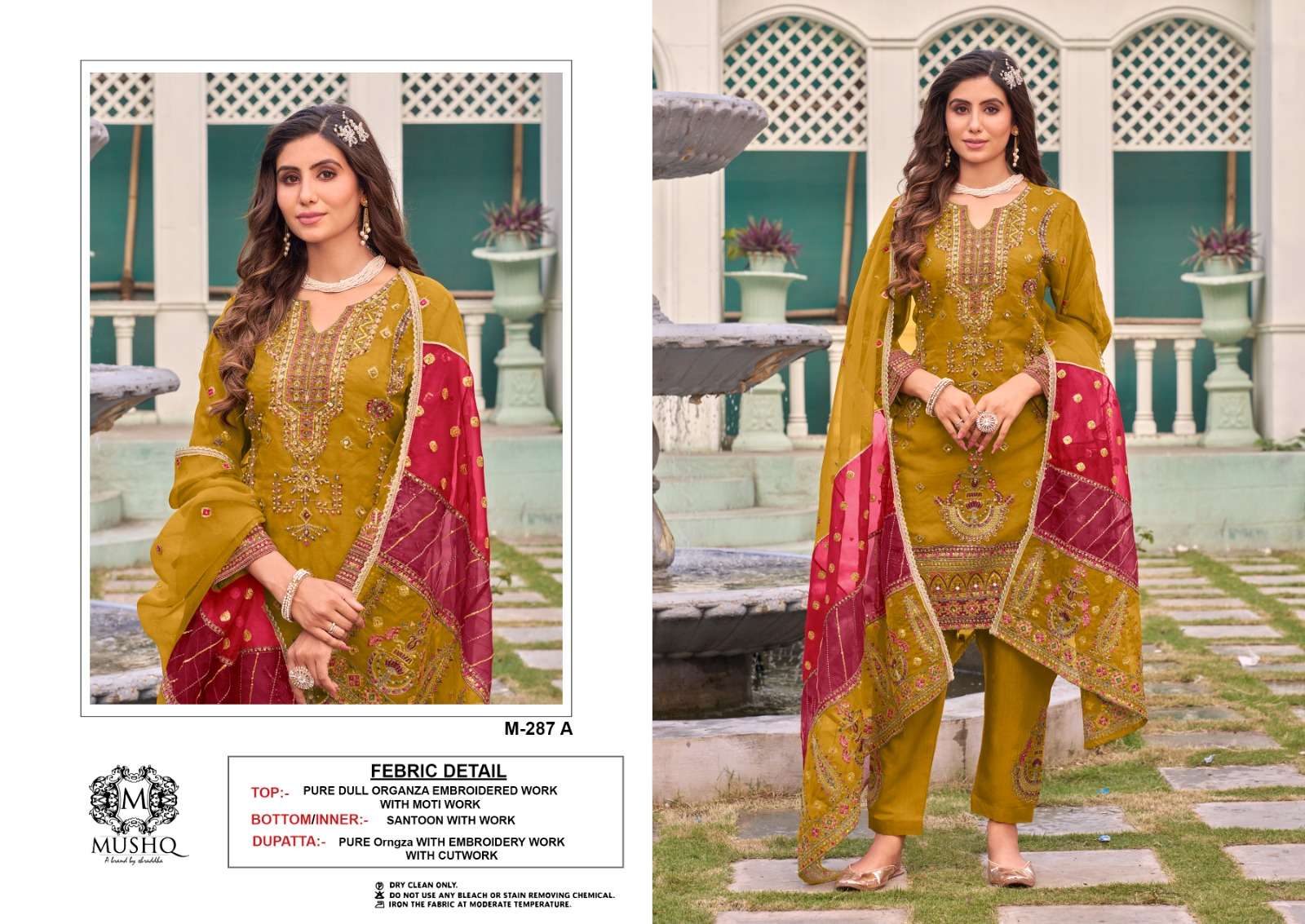 M-287 NX BY MUSHQ PURE HEAVY ORGANZA WORK PAKISTANI DRESSES