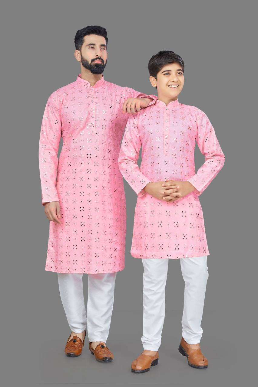 MIRROR KURTA BY ASLIWHOLESALE COTTON MENS & KIDS KURTAS WITH PAJAMA