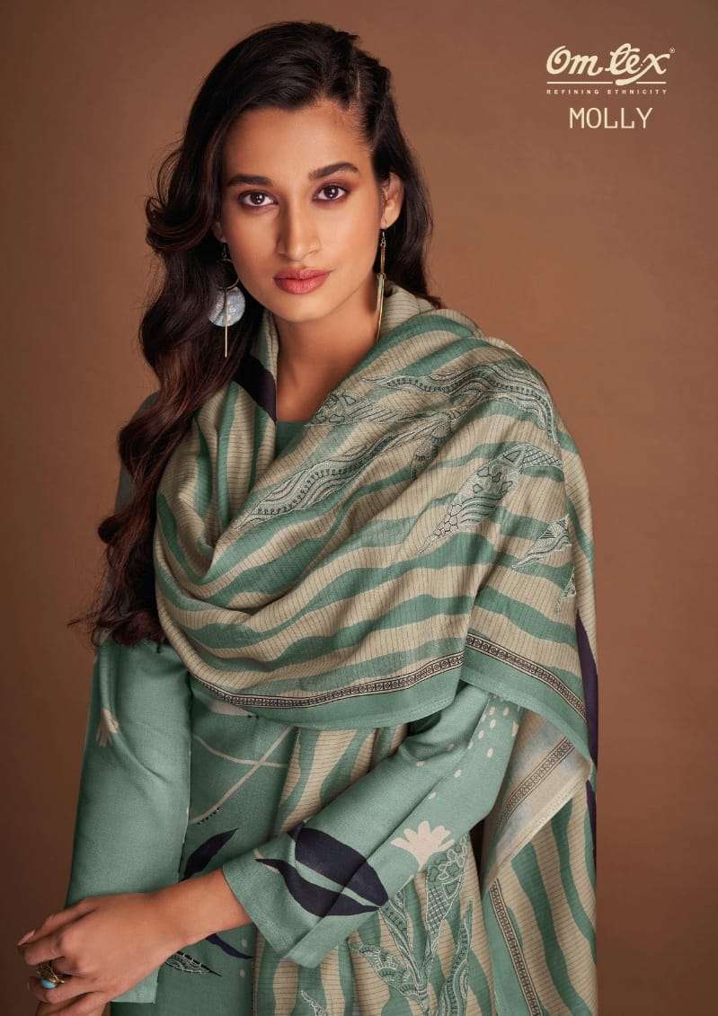 MOLLY BY OMTEX DESIGNER PURE PASHMINA PRINT WITH EMROIDERY DRESSES