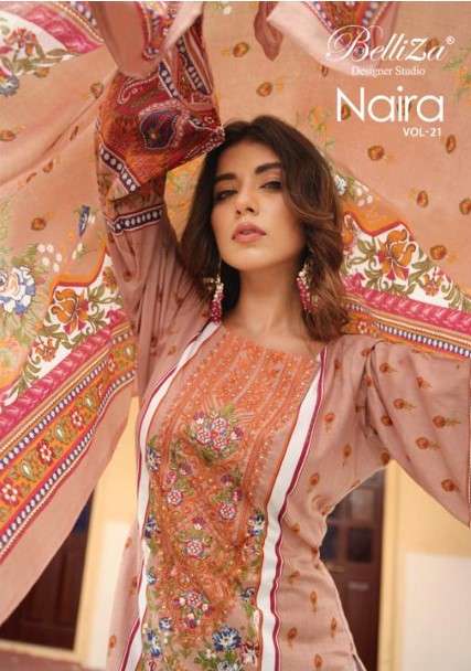 NAIRA VOL-21 BY BELLIZA 846-001 TO 846-008 SERIES COTTON EMBROIDERY DRESSES