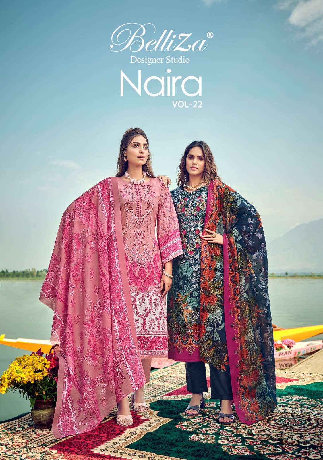 NAIRA VOL-22 BY BELLIZA 847-001 TO 847-008 SERIES COTTON EMBROIDERY DRESSES