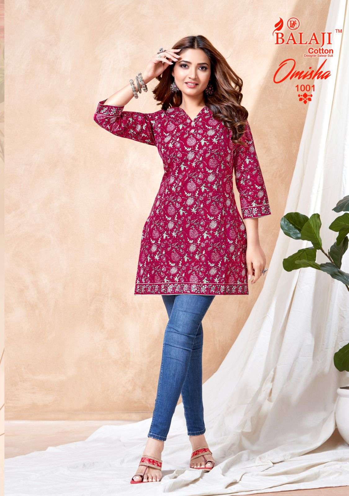 OMISHA VOL-1 BY BALAJI COTTON 1001 TO 1008 SERIES COTTON PRINT KURTIS