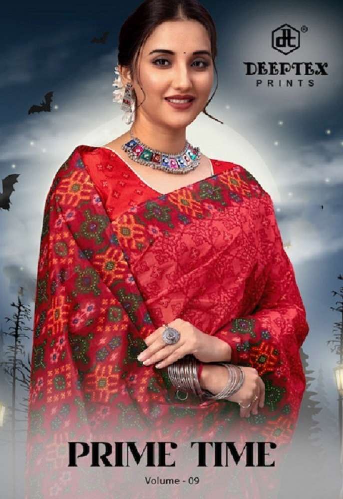 PRIME TIME VOL-09 BY DEEPTEX 9001 TO 9010 SERIES COTTON PRINT SAREES