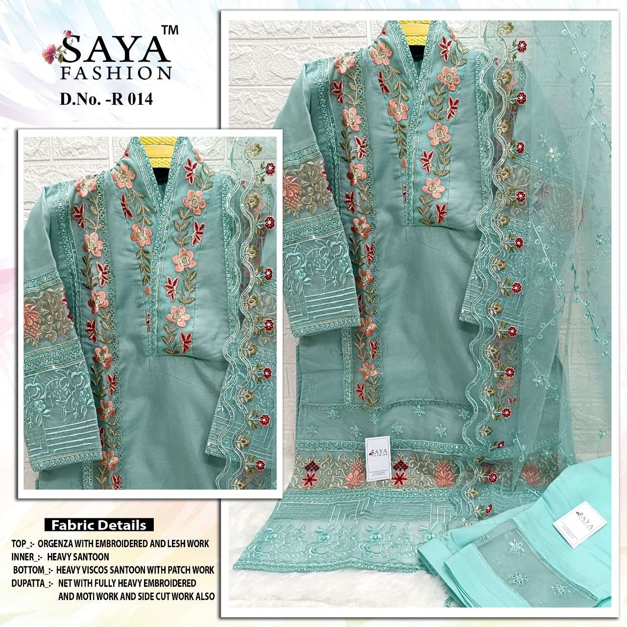 R-014 COLOURS BY SAYA FASHION DESIGNER HEAVY ORGANZA DRESSES