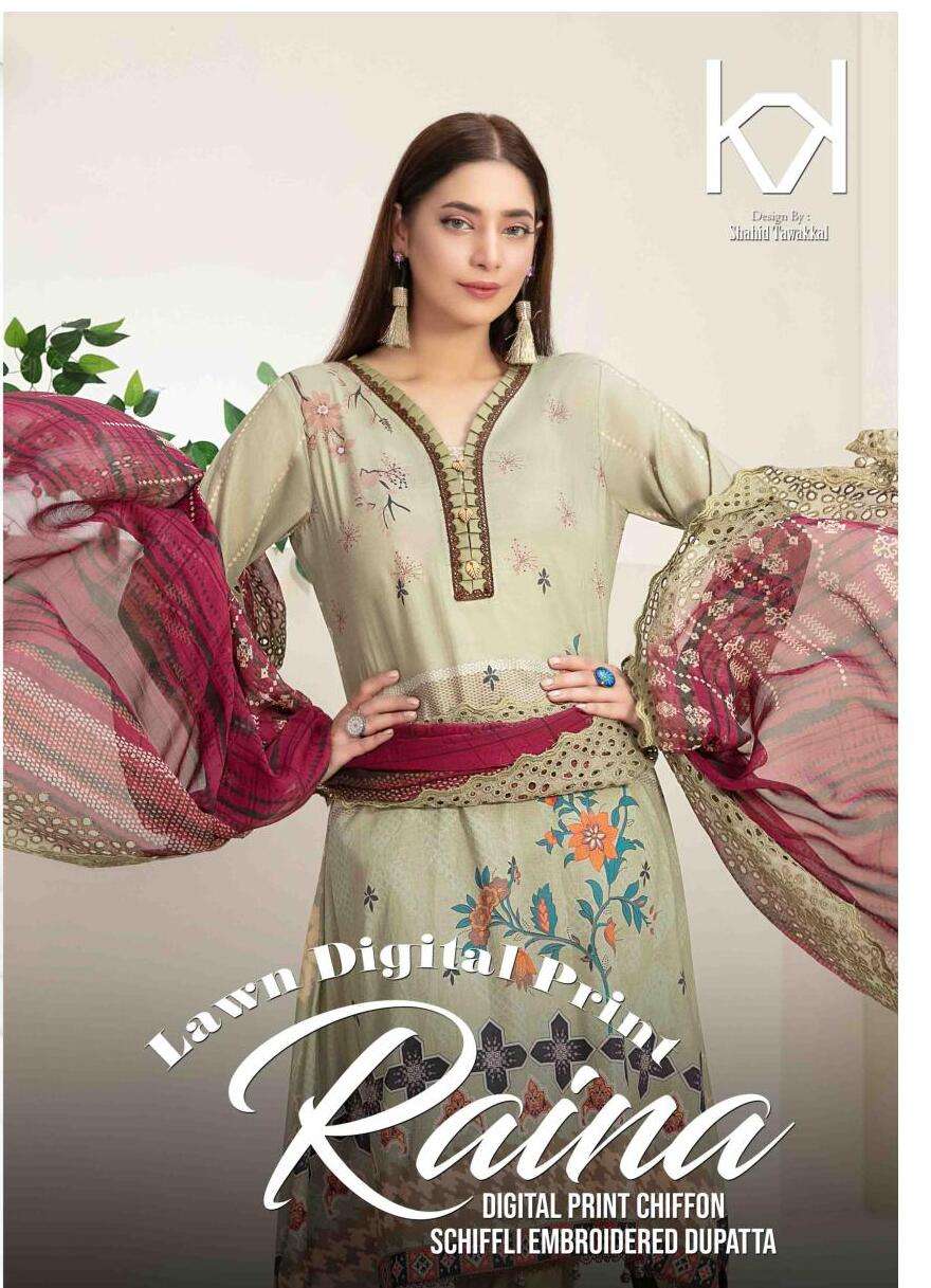 RAINA BY TAWAKKAL FABRICS 7329 TO 7339 SERIES COTON PRINT DRESSES