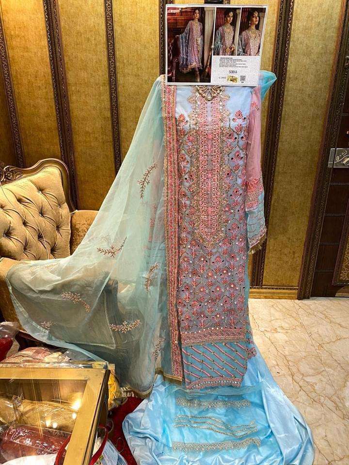 ROSEMEEN C-1015 BY FEPIC DESIGNER HEAVY ORGANZA PAKISTANI DRESSES