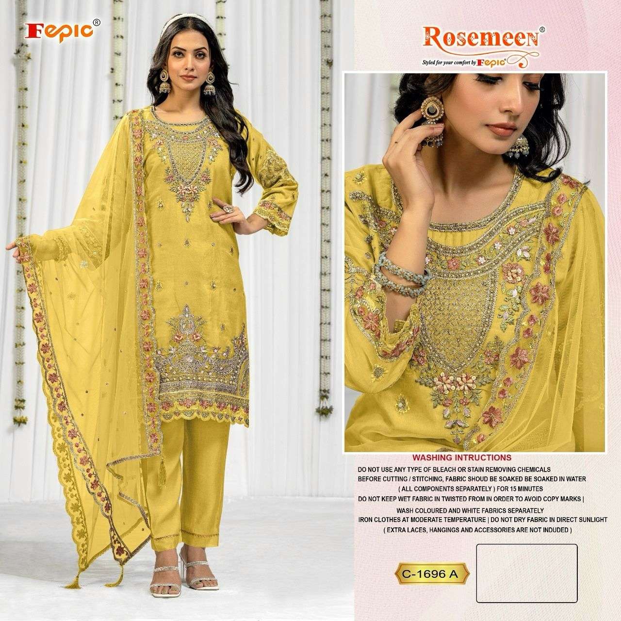 ROSEMEEN C-1696 COLOURS BY FEPIC DESIGNER HEAVY ORGANZA PAKISTANI DRESSES