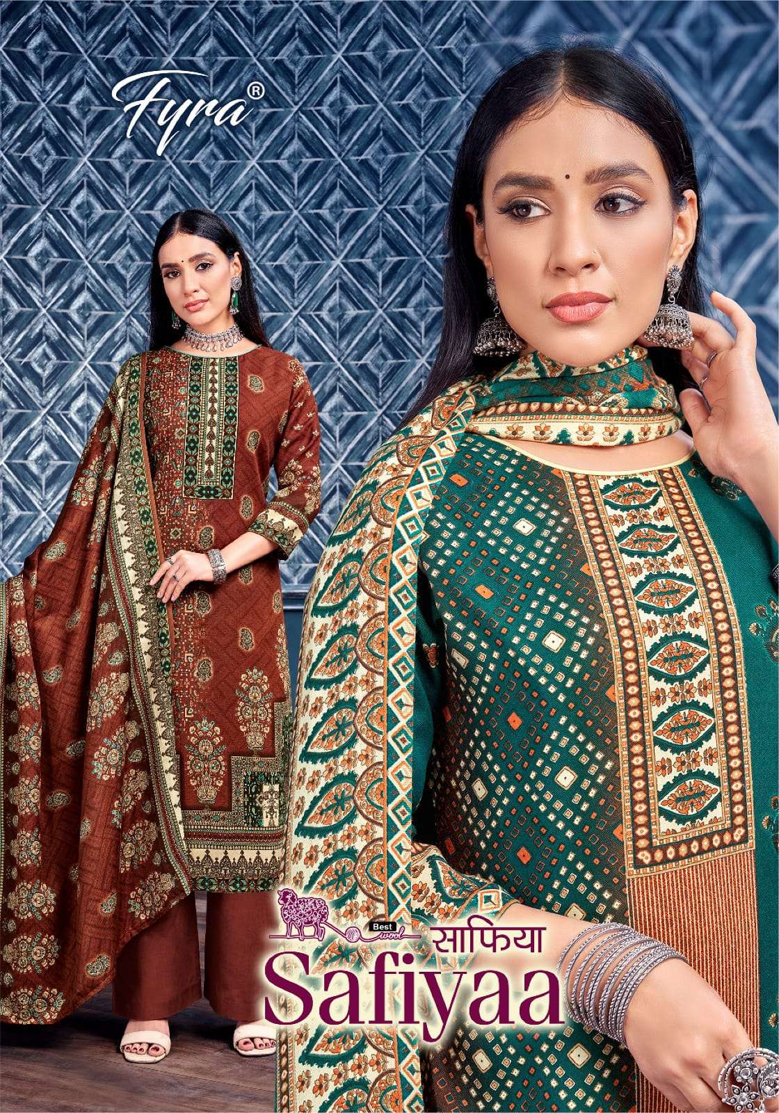 SAFIYAA BY FYRA 1001 TO 1008 SERIES DESIGNER PASHMINA EMBROIDERY DRESSES