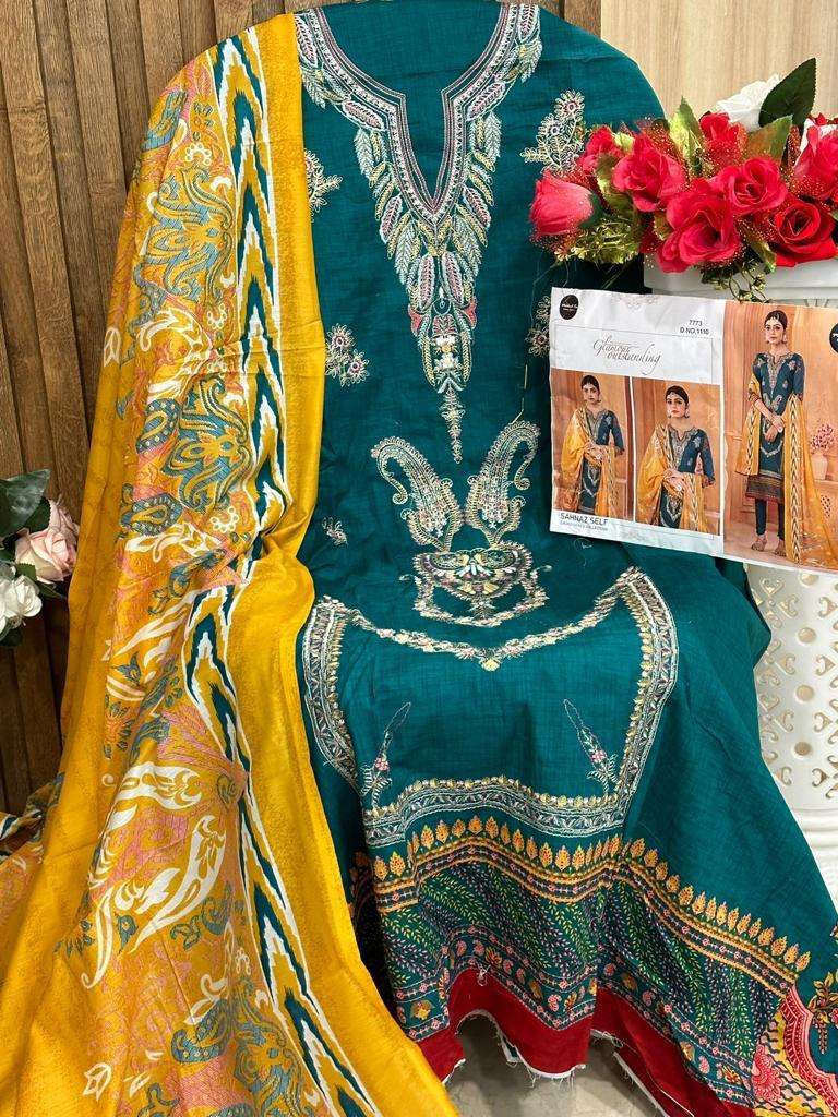 SAHNAZ SELF EMBROIDERY 1110 BY MEHBOOB TEX HEAVY COTTON EMBROIDERED DRESS