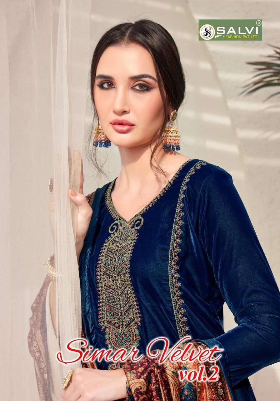 SIMAR VELVET VOL-2 BY SALVI FASHION 1001 TO 1006 SERIES VELVET EMBROIDERY DRESSES