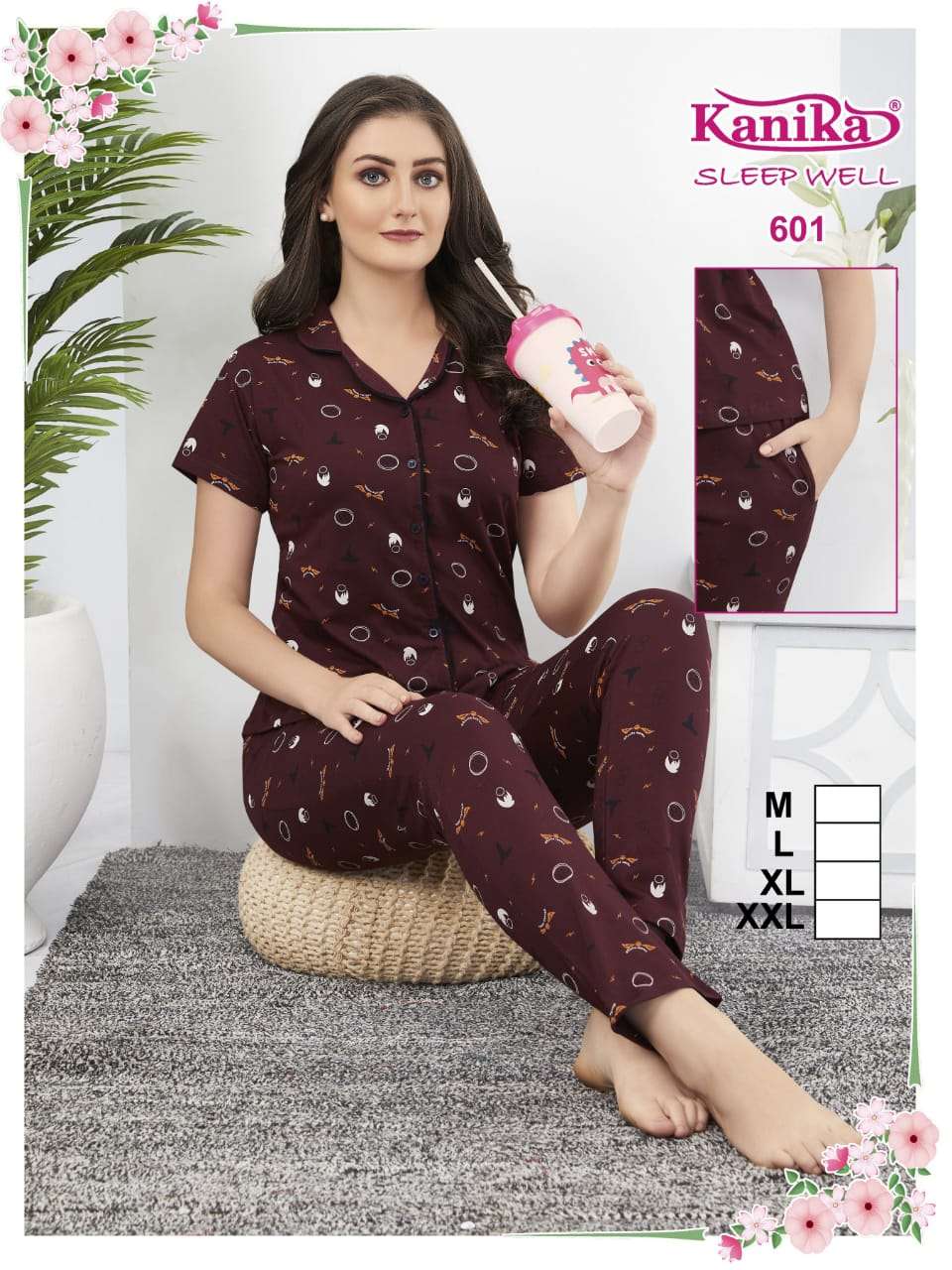 SLEEP WELL BY KANIKA 601 TO 608 SERIES COTTON HOSIERY NIGHT SUITS