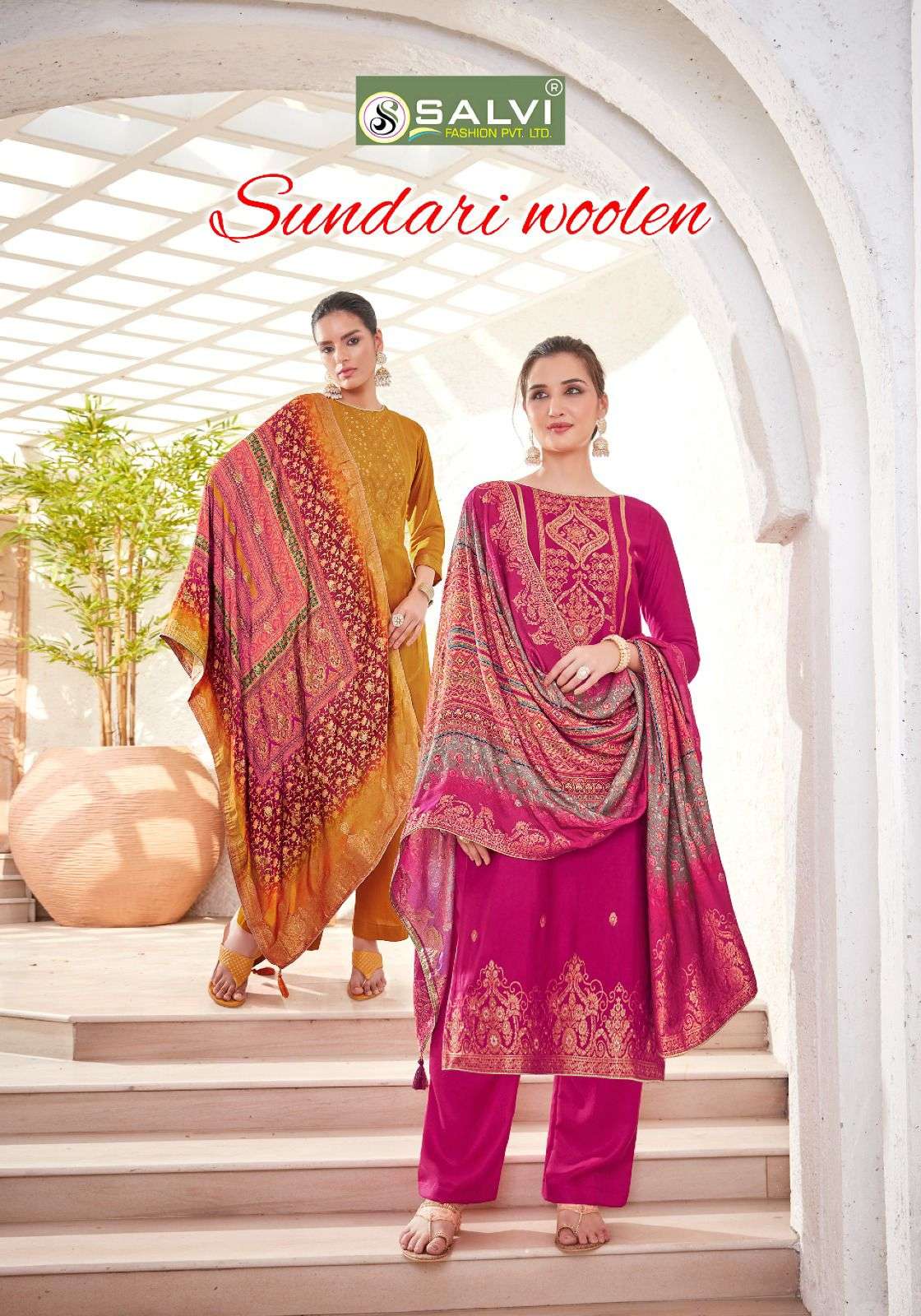 SUNDARI WOOLEN BY SALVI FASHION 1001 TO 1006 SERIES PASHMINA EMBROIDERY DRESSES