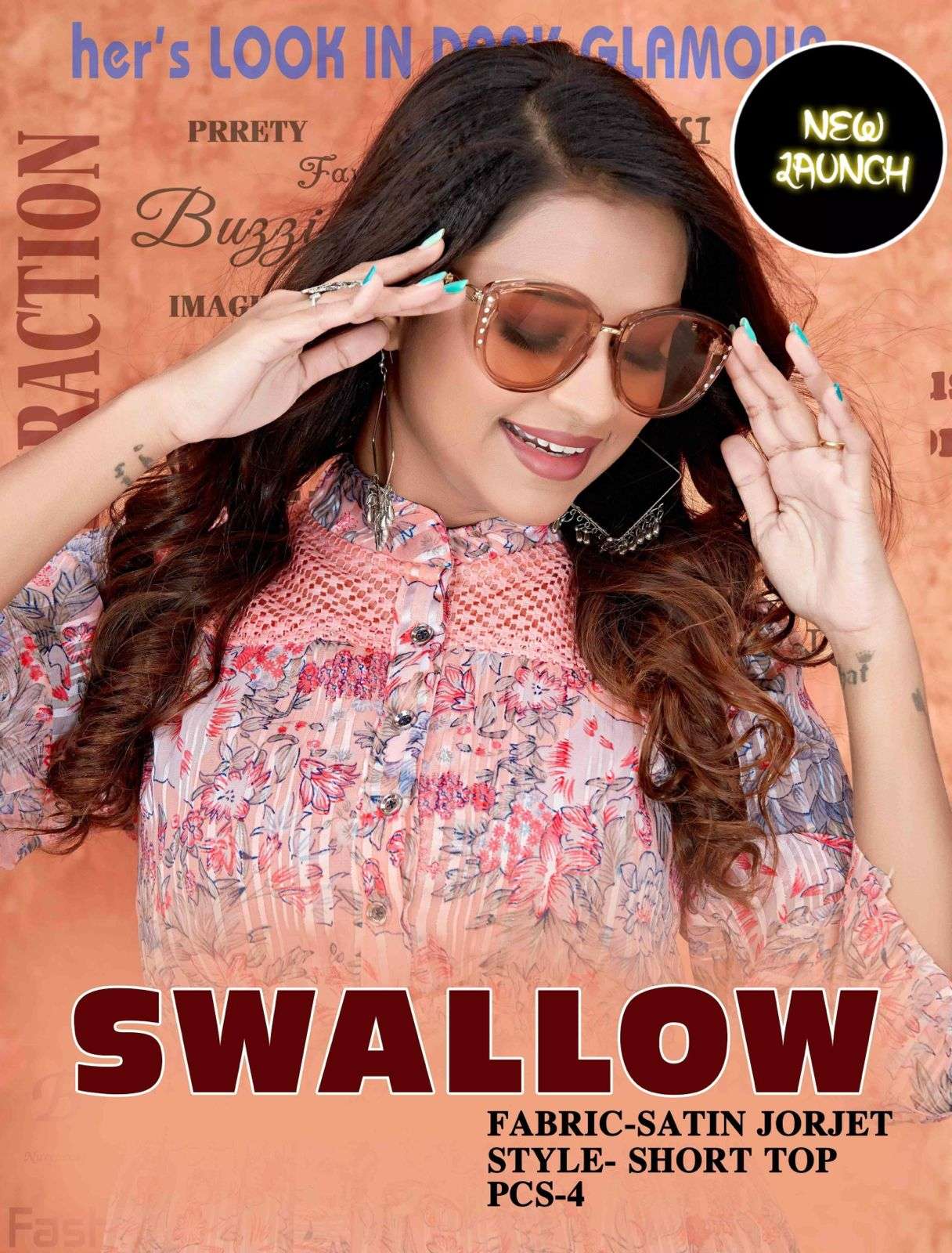 TRENDY SWALLOW BY ASLIWHOLESALE FANCY SATIN GEORGETTE TOPS