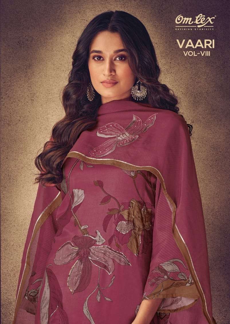 VAARI VOL-8 BY OMTEX FANCY MUSLIN PRINT EMROIDERY DRESSES