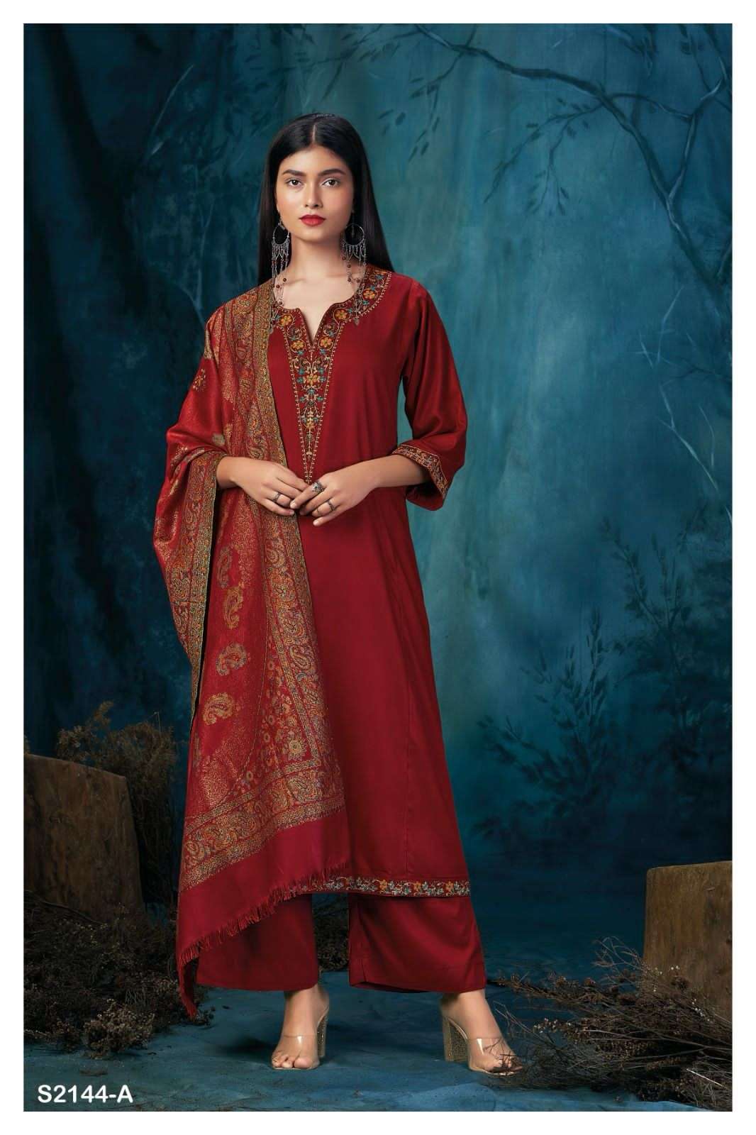 VRITTI 2144 BY GANGA FASHIONS HEAVY PREMIUM PASHMINA SILK WORK DRESSES