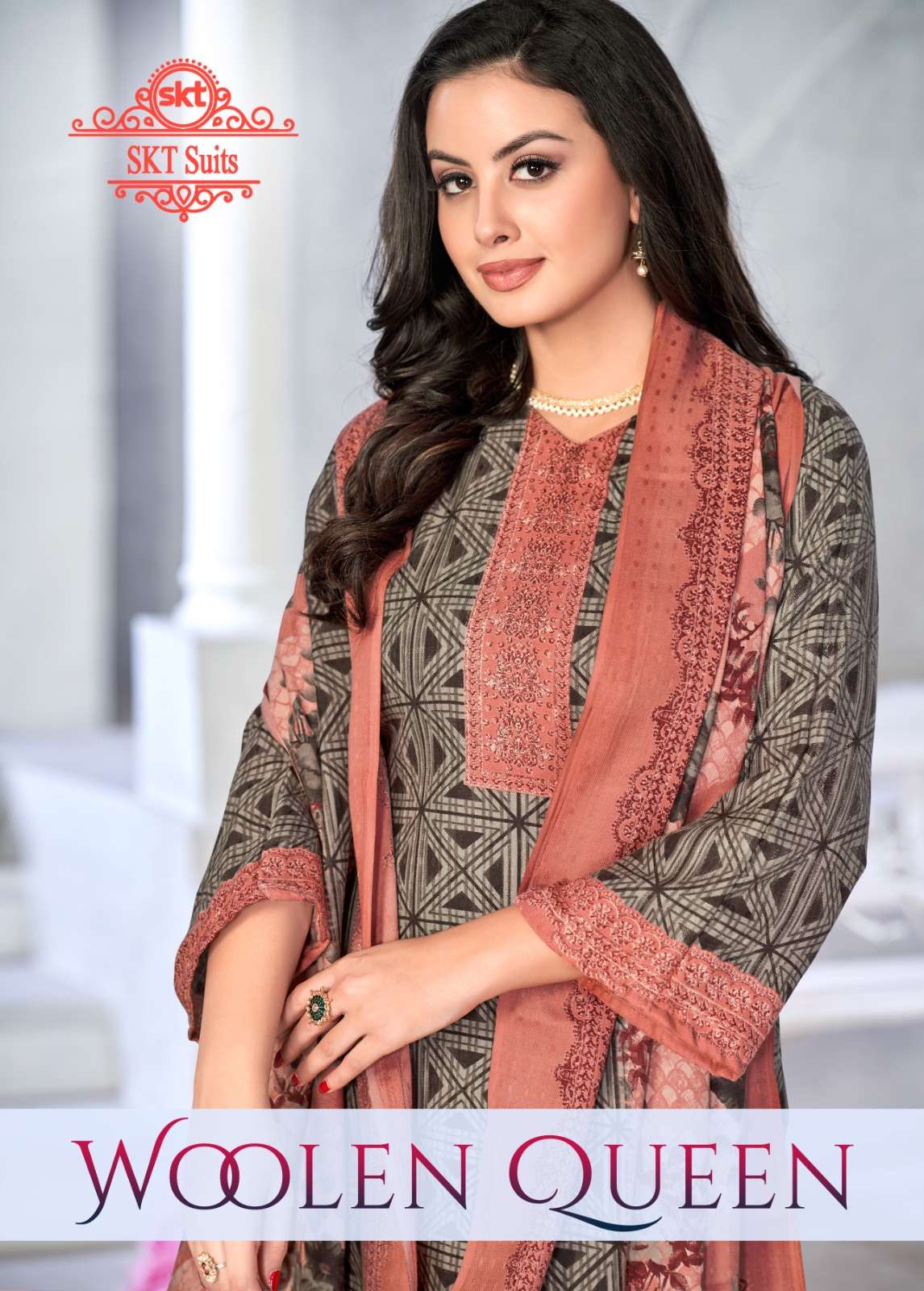 WOOLEN QUEEN BY SKT SUITS 86001 TO 86008 SERIES PASHMINA PRINT DRESSES