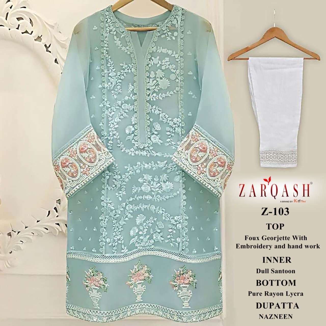 Z-103 HIT DESIGN BY ZARQASH DESIGNER FAUX GEOGETTE WORK DRESSES