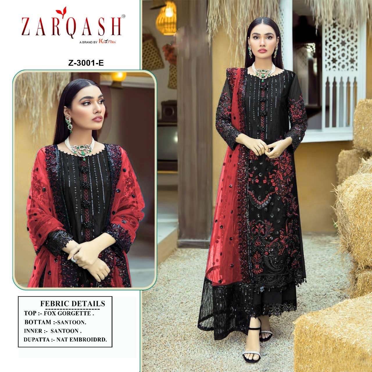 Z-3001 HIT DESIGN BY ZARQASH DESIGNER FAUX GEOGETTE WORK DRESSES