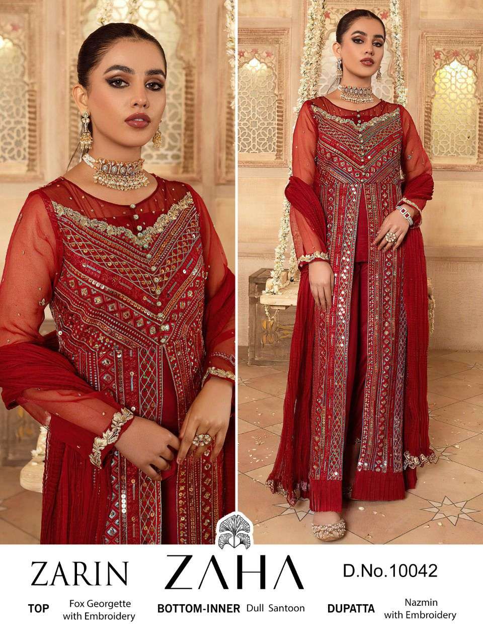 ZAHA 10042 HIT DESIGN  BY ZAHA GEORGETTE EMBROIDERY PAKISTANI DRESS