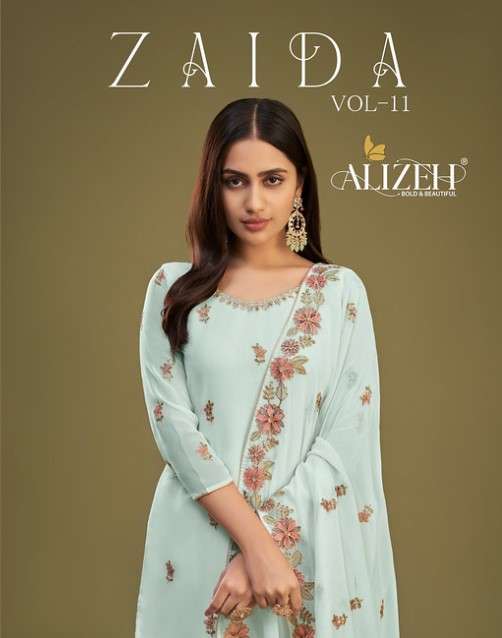 ZAIDA VOL-11 BY ALIZEH 2051-A TO 2051-D SERIES GEORGETTE EMBROIDERY DRESSES