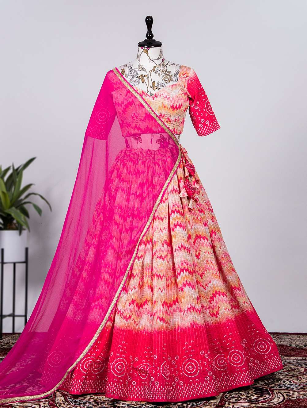 1024 COLOUR BY ASLIWHOLESALE FANCY DESIGNER CHINON PRINTED LEHENGAS