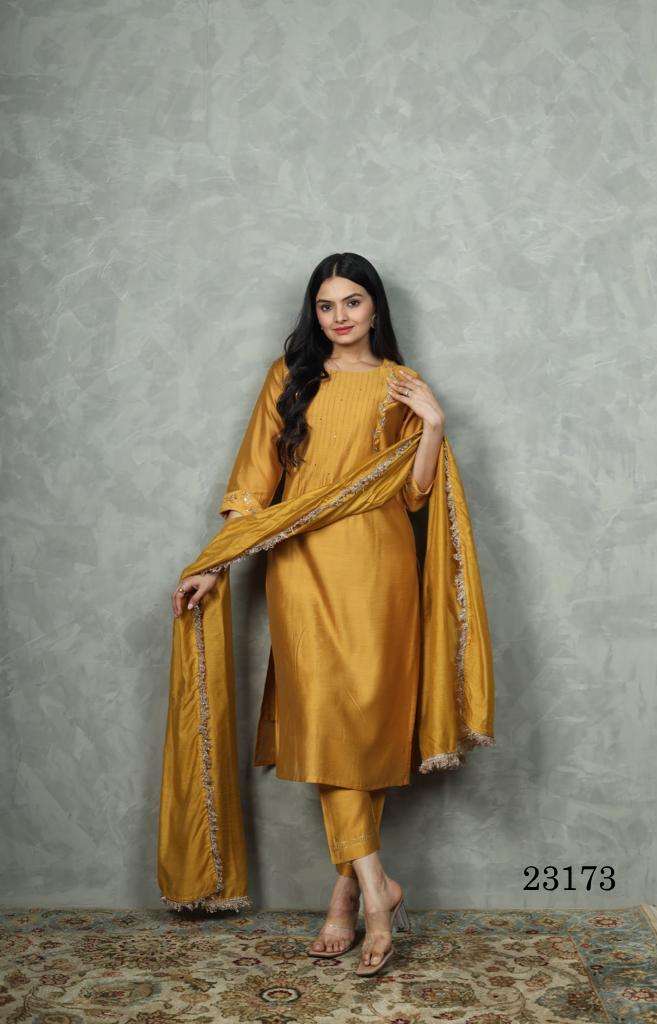 23173 COLOUR BY ASLIWHOLESALE DESIGNER FACNY CHANDERI SILK DRESSES