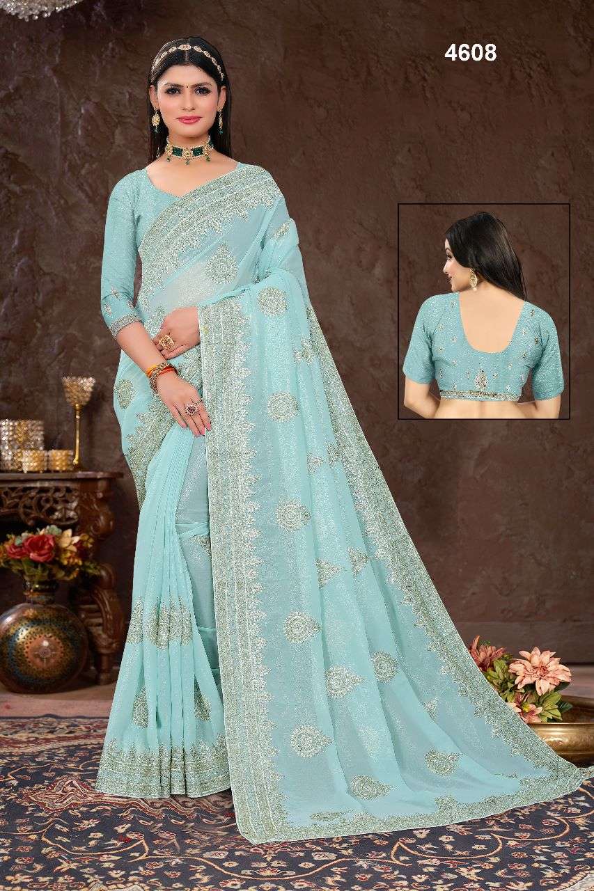 4608 COLOURS BY ASLIWHOLESALE FANCY GEORGETTE DESIGNER SAREE