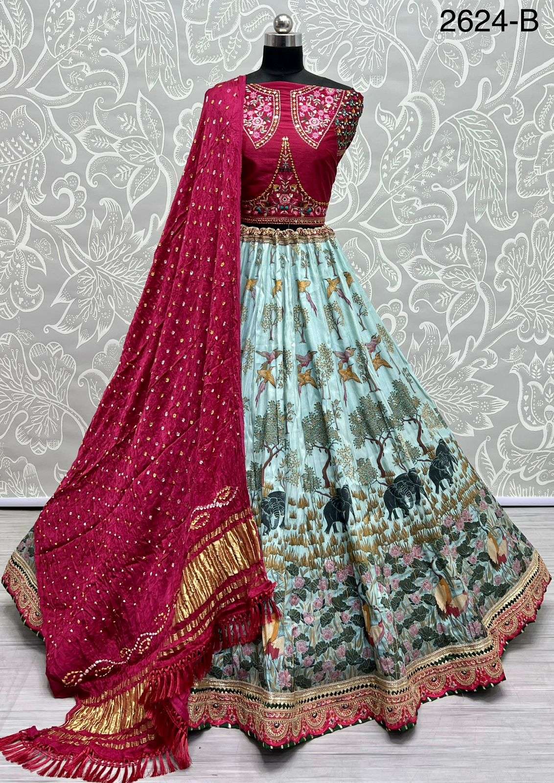 A-2624 COLOUR BY ASLIWHOLESALE BRIDAL HEAVY MEENA SILK LEHENGAS