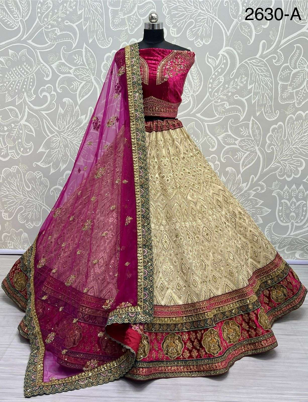 A-2630 COLOUR BY ASLIWHOLESALE DESIGNER BRIDAL VELVET HEAVY LEHENGAS