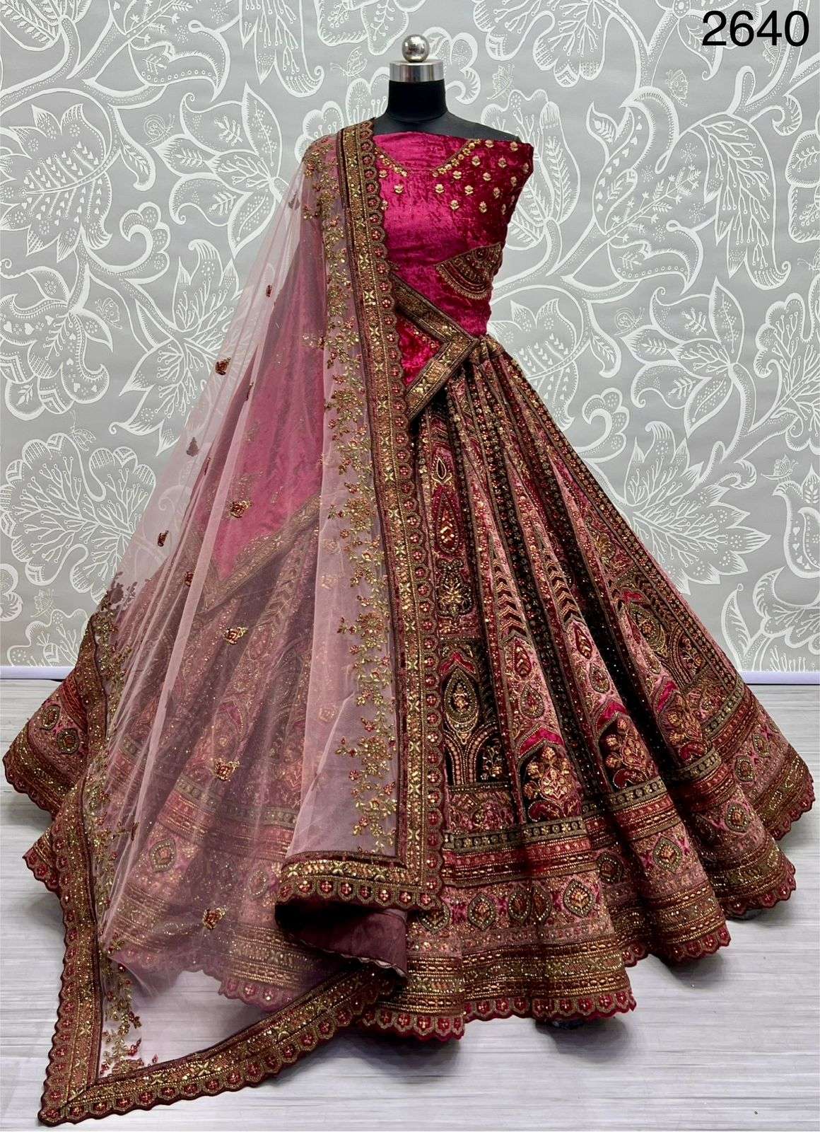 A-2640 COLOURS BY ASLIWHOLESALE HEAVY DESIGNER VELVET BRIDAL LEHENGAS