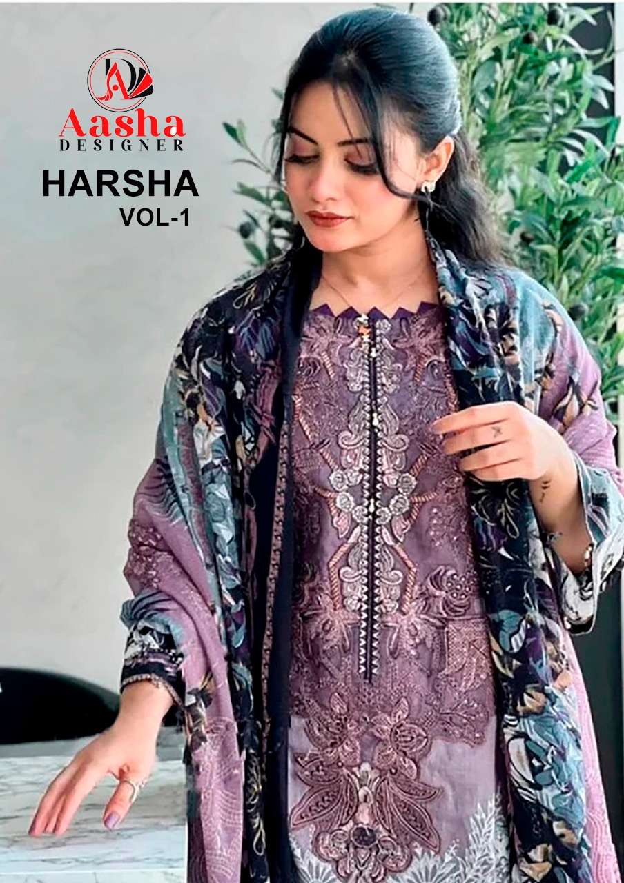 AASHA HARSHA VOL-1 BY ASLIWHOLESALE HEAVY COTTON EMBROIDERY DRESSES