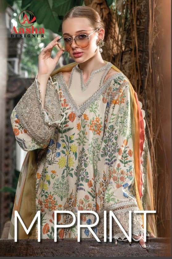 AASHA M PRINT VOL-3 BY ASLIWHOLESALE HEAVY COTTON EMBROIDERY DRESSES